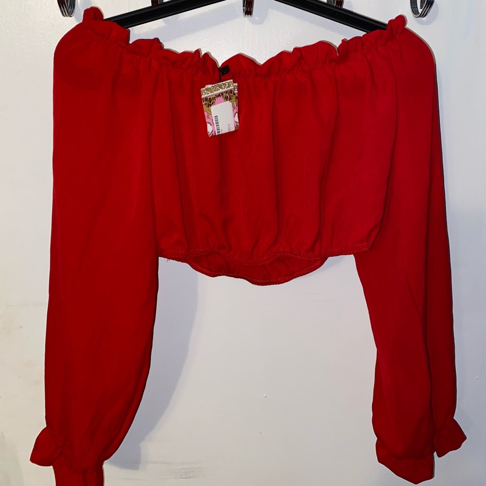 Red Off the shoulder crop top